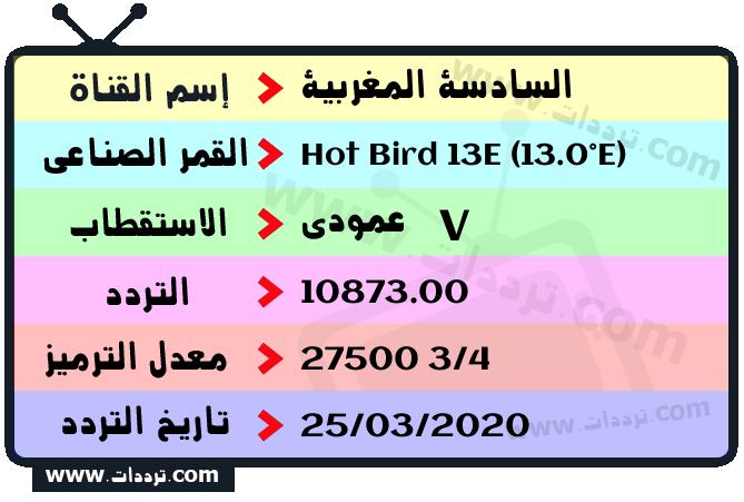 تردد قناة السادسة المغربية على القمر Hot Bird 13E (13.0°E) 2024